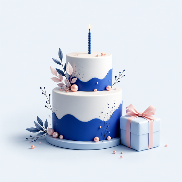 Illustration fidélité : Gâteau d'anniversaire et cadeau