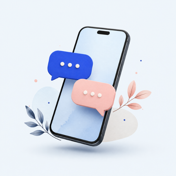 Illustration fidélité : Téléphone et bulles de message