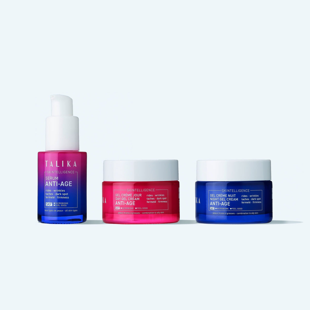 Trio Skintelligence Anti-Âge Talika : Sérum Anti-Âge, Gel-crème Anti-âge Jour et Gel-crème Anti-âge Nuit